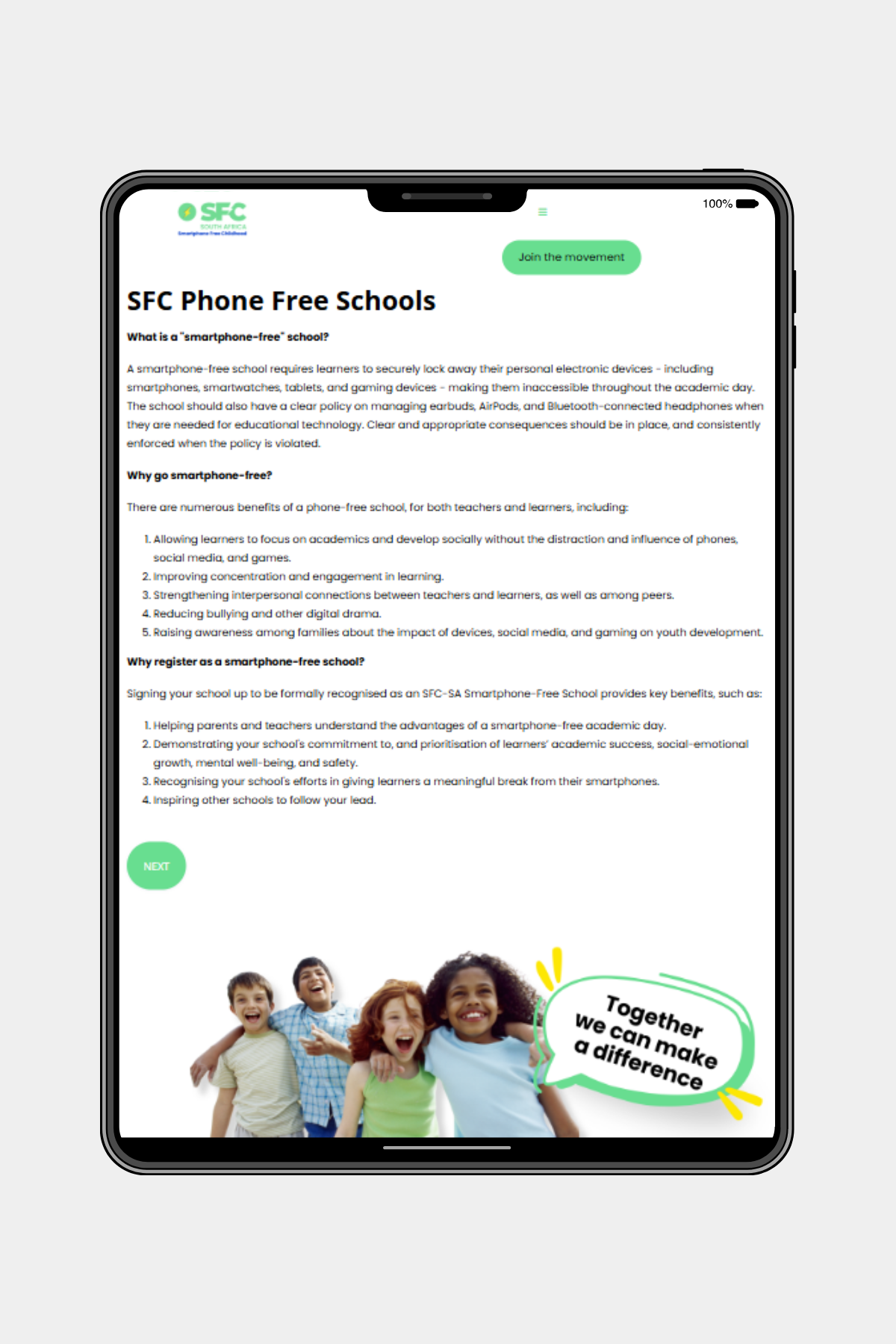 Smartphone free Childhood Website